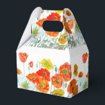 Ballotins Boîte de faveur de gâteau de mariage au pavot oran<br><div class="desc">Boîtes de faveur de gâteau de mariage à peinture aquarelle Poppy,  entièrement personnalisables. Conçues à partir de l'une de mes peintures à l'aquarelle.</div>