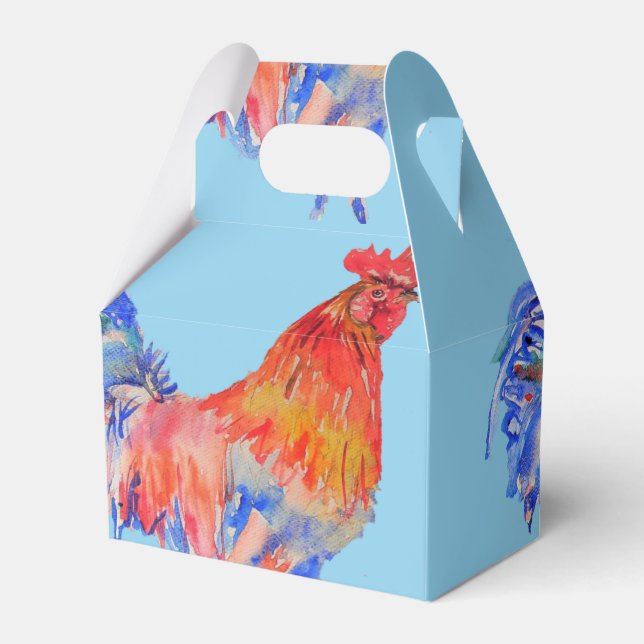Ballotins Boîte de faveur de gâteau de mariage de coq Rouge  (Verso)