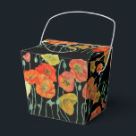 Ballotins Boîte de faveur de gâteau de mariage floral à coqu<br><div class="desc">Boîtes de faveur de gâteau de mariage à fleurs florales noires à coquelicot orange. Conçues à partir de l'une de mes peintures à l'aquarelle.</div>