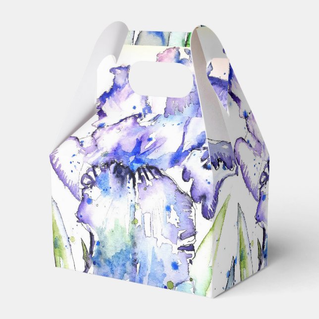 Ballotins Boîte de faveur de gâteau de mariage Iris Fleurs V (Verso)