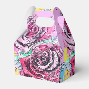 Ballotins Boîte de faveur de gâteau de mariage Rose rouge Fl