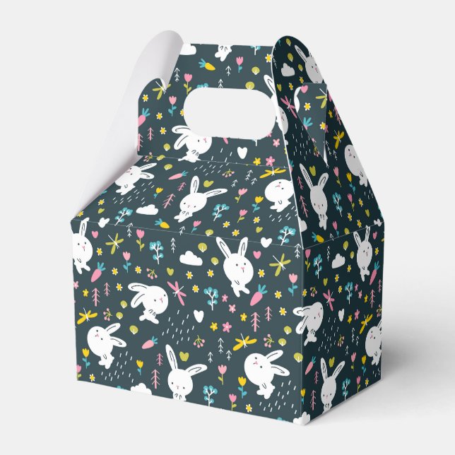 Ballotins Boîte de faveur de lapins floraux de printemps (Verso)