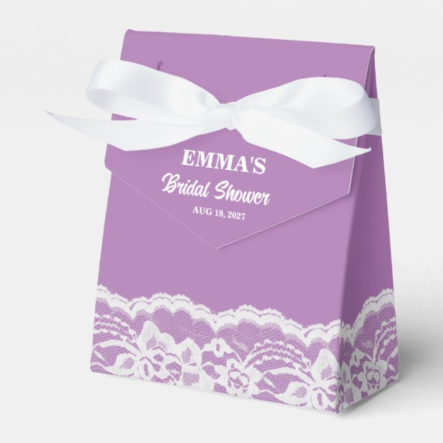 Ballotins Boîte de Faveur de Linge Blanc Mariage Violet (Verso)