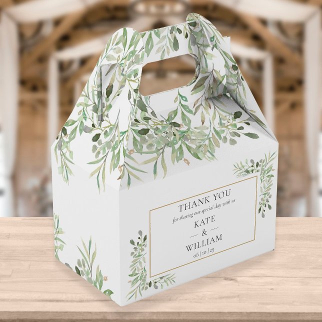 Ballotins Boîte de faveur de mariage à la verdure élégante (Créateur téléchargé)