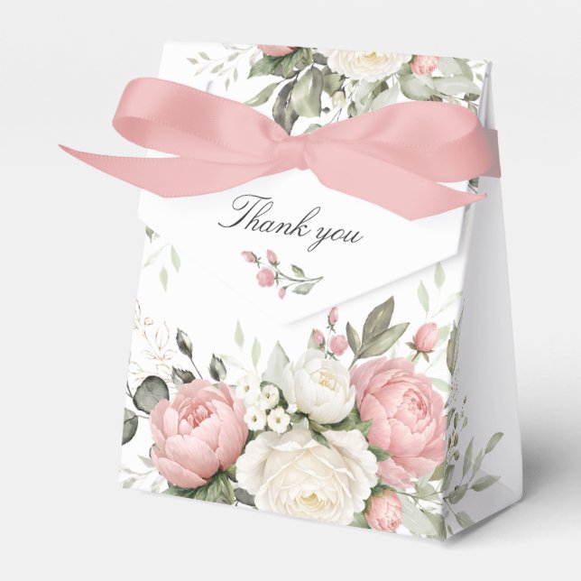 Ballotins Boîte de faveur de mariage à la verdure rose Flora (Verso)