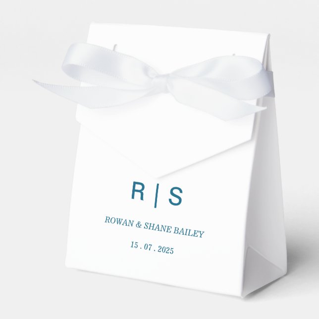 Ballotins Boîte de Faveur de Mariage à Monogramme Bleu Éléga (Verso)