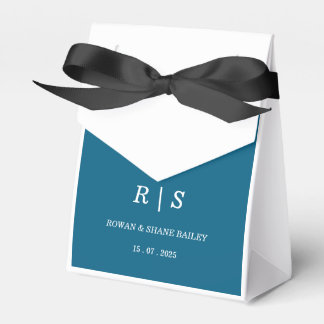 Ballotins Boîte de Faveur de Mariage à Monogramme Bleu Éléga