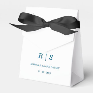 Ballotins Boîte de Faveur de Mariage à Monogramme Bleu Éléga