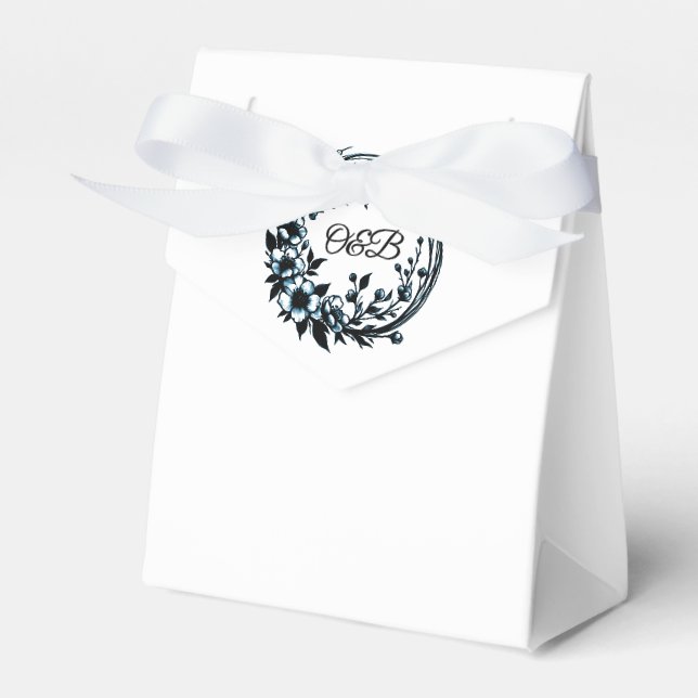 Ballotins Boîte de Faveur de Mariage à Monogramme Floral Élé (Verso)
