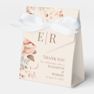 Ballotins Boîte de faveur de mariage à monogramme floral ros