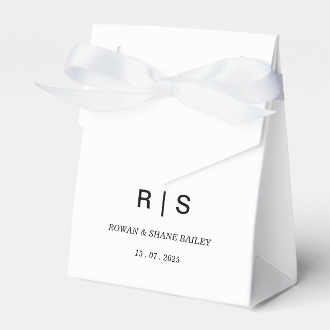 Ballotins Boîte de Faveur de Mariage à Monogramme Noir & Bla (Verso)