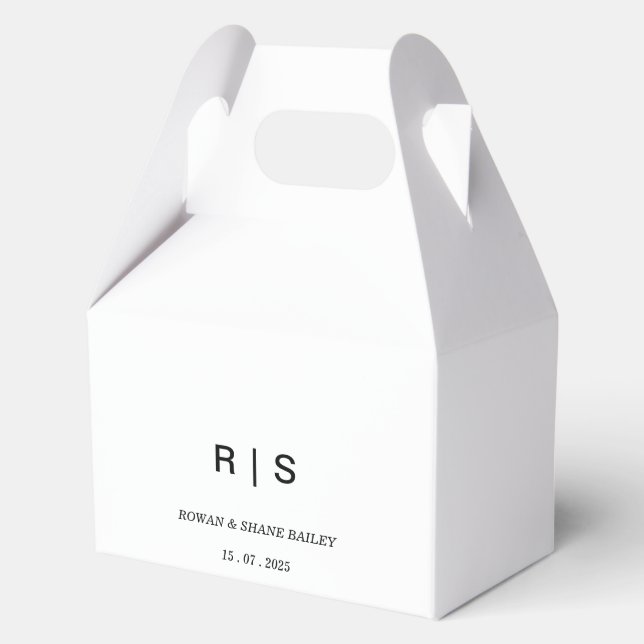 Ballotins Boîte de Faveur de Mariage à Monogramme Noir & Bla (Recto)