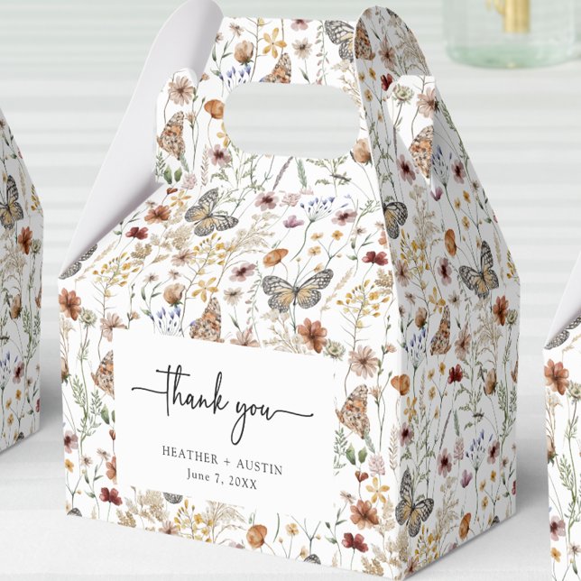 Ballotins Boîte de Faveur de Mariage Bohème Blanche (White Floral Boho Wedding Thank You Favor Box by Painted Paperie
)