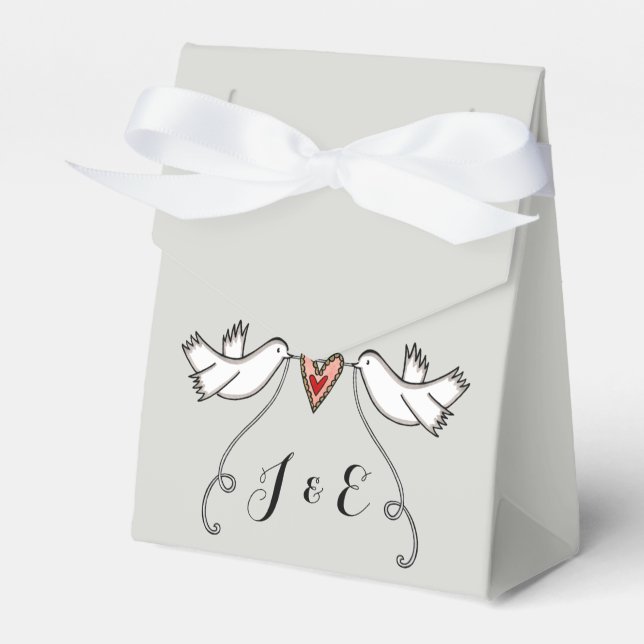 Ballotins Boîte de faveur de mariage colombes blanches perso (Verso)