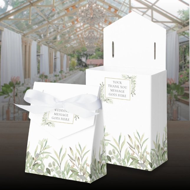 Ballotins Boîte de Faveur de Mariage de Feuillage de Verdure (Modern Greenery Foliage Wedding Favor Box)