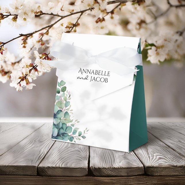 Ballotins Boîte de Faveur de Mariage de Feuilles d'Aquarelle (Créateur téléchargé)