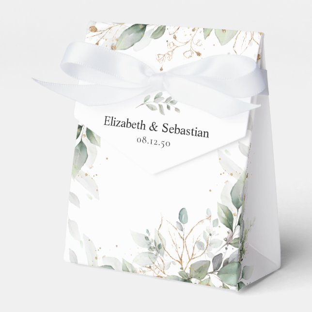 Ballotins Boîte de Faveur de Mariage Élégant Eucalyptus (Verso)