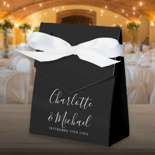 Ballotins Boîte de faveur de mariage élégante à script noir 