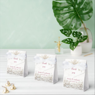 Ballotins Boîte de Faveur de Mariage Élégante Burgundy Fleur