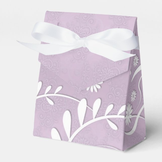 Ballotins Boîte de Faveur de Mariage Fleurale Délicate Lavan (Verso)