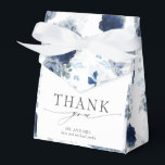 Ballotins Boîte de Faveur de Mariage Florale Bleu Poussiéreu<br><div class="desc">Boîtes de remerciement élégantes avec fleurs bleues poussiéreuses et bleu marine</div>