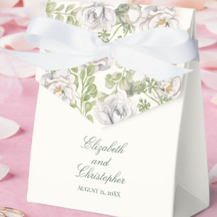 Ballotins Boîte de Faveur de Mariage Florale Élégante Ivoire
