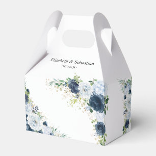 Ballotins Boîte de faveur de mariage florale Navy bleue