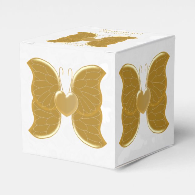 Ballotins Boîte de Faveur de mariage Gold Papillon Coeur Des (Verso)