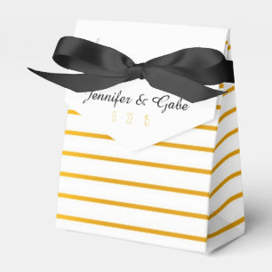 Ballotins Boîte de faveur de mariage rayée dorée et blanche