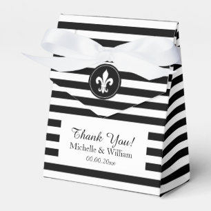 Ballotins Boîte de faveur de mariage rayée noir et blanc de