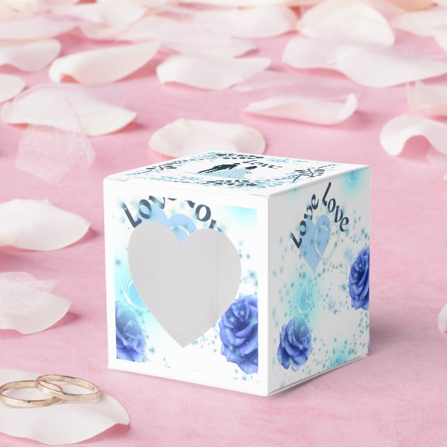 Ballotins Boîte de faveur de mariage Rose Bleue Romantique | (Mariage)