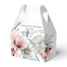 Boîte de Faveur de Mariage Rose Pâle et Pavots d'I