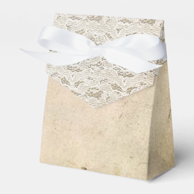 Ballotins Boîte de faveur de mariage Rustique Romance Lace V (Verso)
