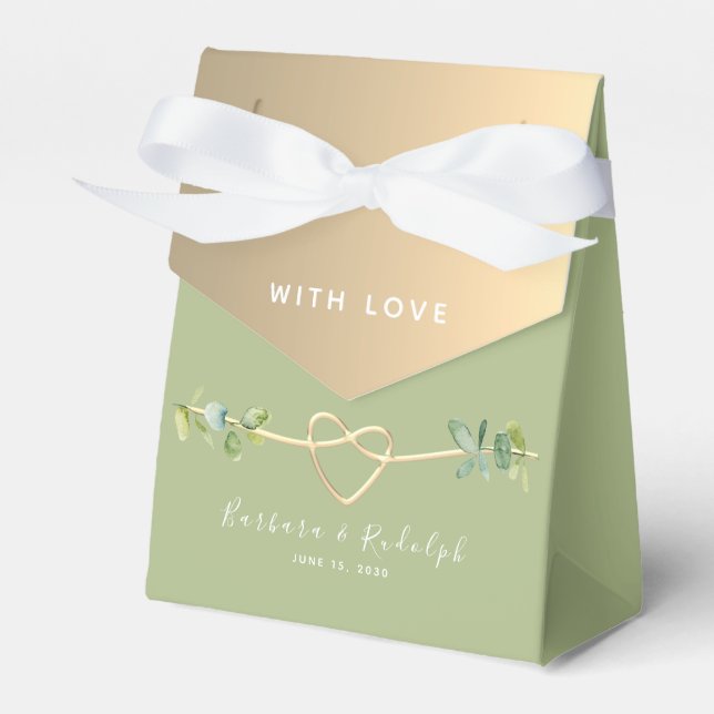 Ballotins Boîte de faveur de mariage verte et dorée (Verso)