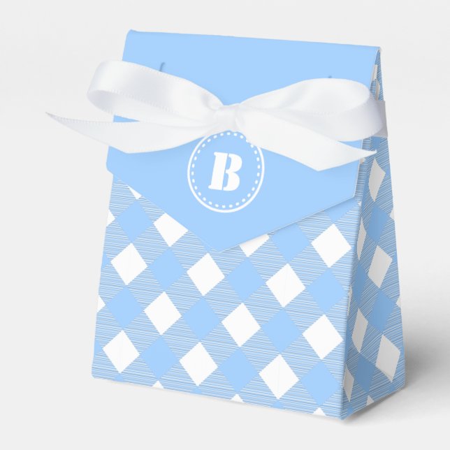Ballotins Boîte de faveur de modèle à carreaux de gingham bl (Verso)