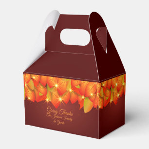 Ballotins Boîte de faveur de nom de feuille orange de Thanks