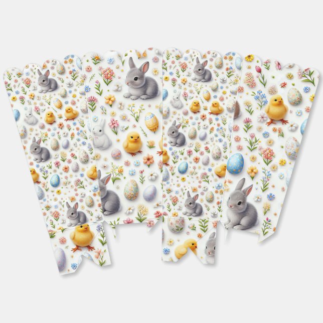 Ballotins Boîte de faveur de Pâques – Petits œufs, lapins et (Déplié)