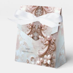 Ballotins Boîte de faveur de perle et de fleurs ornées roses