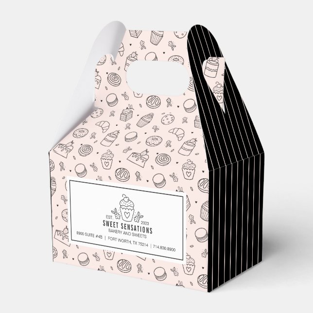 Ballotins Boîte de faveur de petite entreprise Cupcake rose  (Verso)