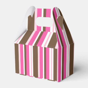 Ballotins Boîte de faveur de pignon brun et rose rayé