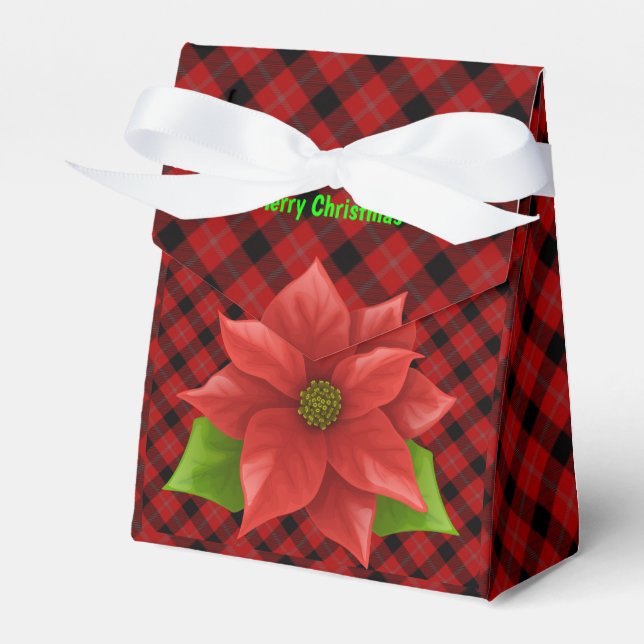 Ballotins Boîte de faveur de Poinsettia de Noël (Verso)