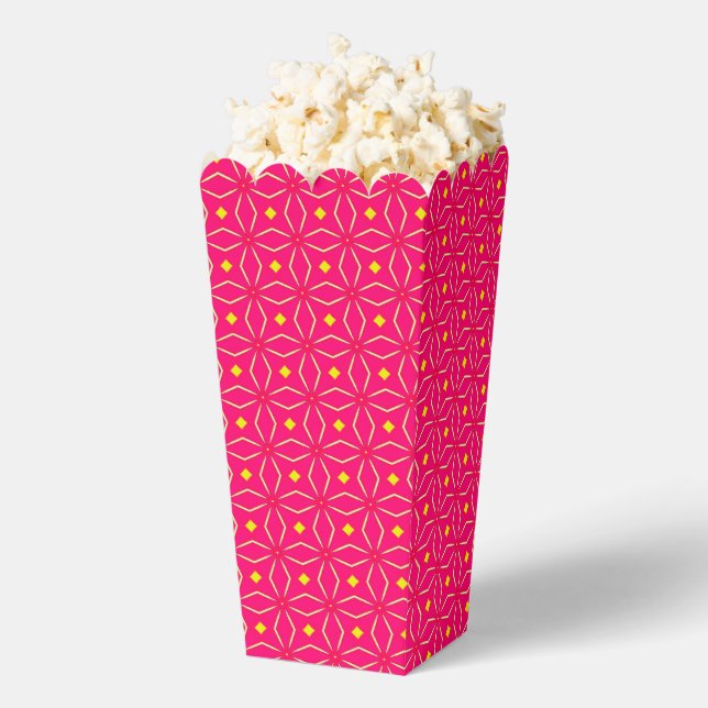 Ballotins Boîte de faveur de pop-corn géométrique rose et ja (Sauté)