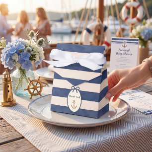 Ballotins Boîte de Faveur de Rayure Bleue Marine Ancre Fanta