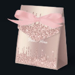 Ballotins Boîte de Faveur de Texte Personnalisé Paillettes R<br><div class="desc">Boîtes de Faveur avec Gouttes de Paillettes Rose Gold Blush Texte Personnalisé Rose Moderne - Ajoutez Votre Texte Unique ou Supprimez le Texte - Faites Votre Boîte à Cartes Spéciale / Boîtes Cadeaux - Redimensionnez et déplacez ou supprimez et ajoutez du texte / éléments avec l'outil de personnalisation. Conçu par...</div>
