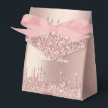 Ballotins Boîte de Faveur de Texte Personnalisé Paillettes R<br><div class="desc">Boîtes de Faveur avec Gouttes de Paillettes Rose Gold Blush Texte Personnalisé Rose Moderne - Ajoutez Votre Texte Unique ou Supprimez le Texte - Faites Votre Boîte à Cartes Spéciale / Boîtes Cadeaux - Redimensionnez et déplacez ou supprimez et ajoutez du texte / éléments avec l'outil de personnalisation. Conçu par...</div>