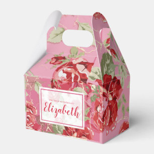 Ballotins Boîte de faveur d'impression classique rose rouge