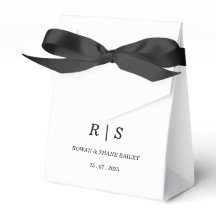 Boîte de Faveur Élégante Blanche avec Monogramme N