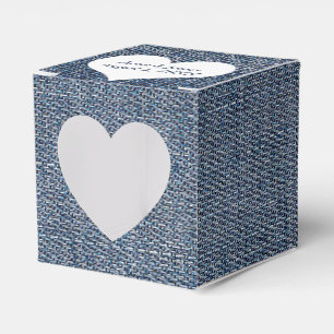 Ballotins Boîte de faveur en denim bleu avec cœur