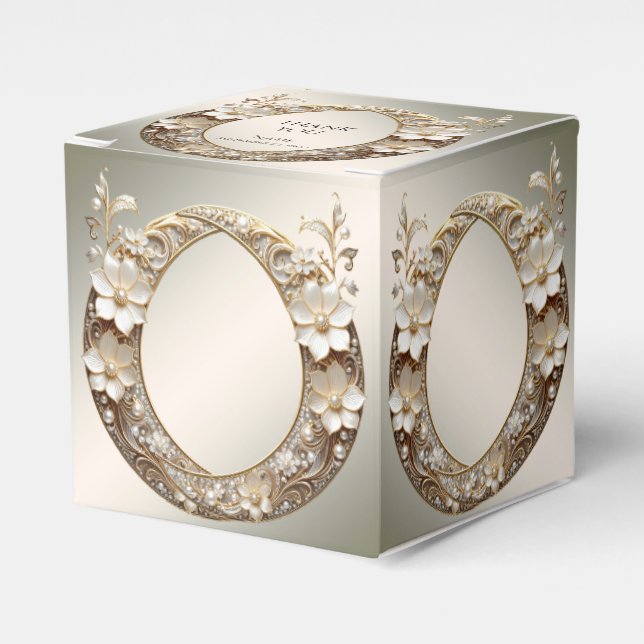 Ballotins Boîte de Faveur Florale Blanche Décorative (Verso)