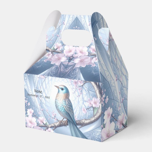 Ballotins Boîte de faveur florale Blue Bird (Verso)